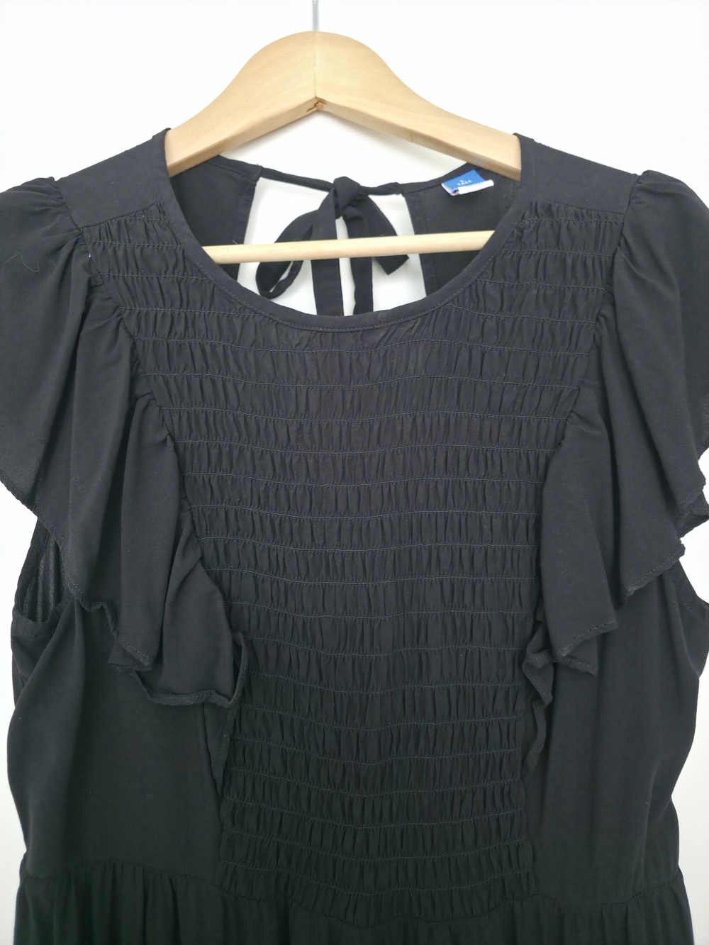 Old Navy Black Dress Tiered Skirt W/ Smocked Bodice and Flutter Sleeve L Tall